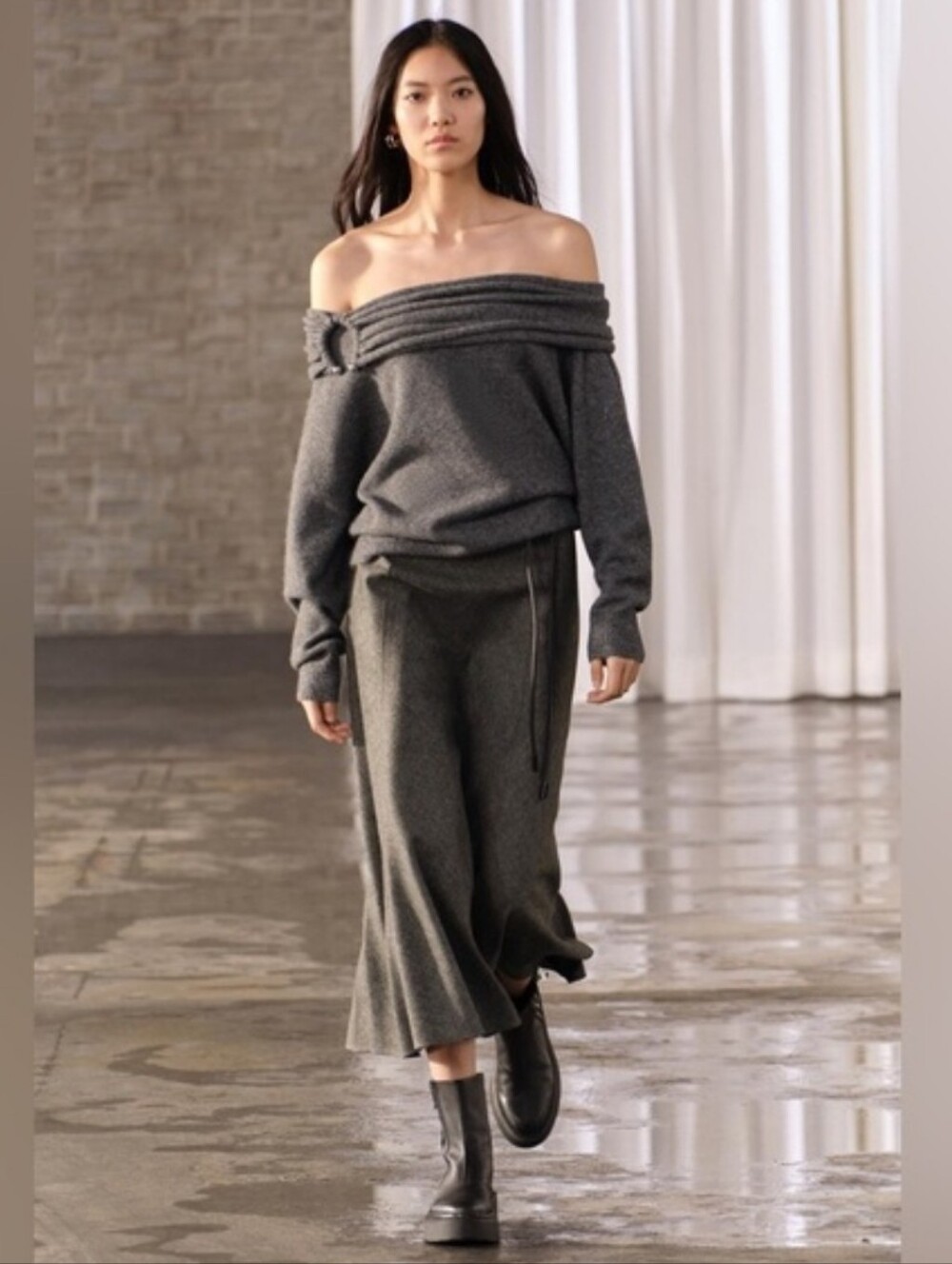 Zara Gray A-Line  Skirt